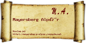 Mayersberg Alpár névjegykártya